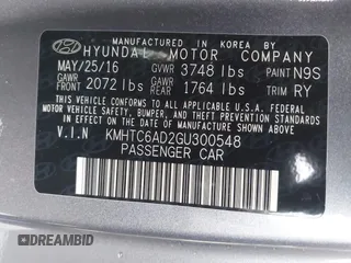 2016 Hyundai Veloster with VIN KMHTC6AD2GU300548, listed as a IAAI auction lot 42439901 with 134,012 mi miles and . Bid and sale history available at DreamBid. Image 9.
