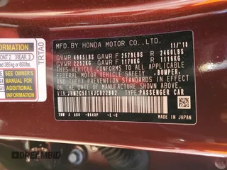 2018 Honda Clarity Plug-In Hybrid with VIN JHMZC5F14JC022982, listed as a Copart auction lot 47204414 with 38,569 mi miles. Bid and sale history available at carsss.com. Image 12.
