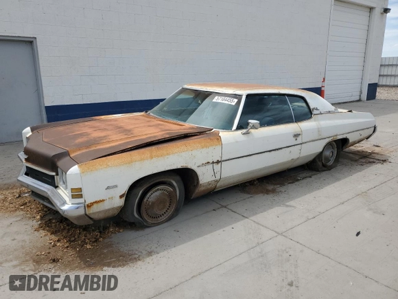 1972 Chevrolet Impala с VIN 1M47R2C175845, выставлен на аукционе Copart как лот 57104455 с пробегом 23 888 миль миль и Чистый • Clean title. История ставок и продаж доступна на DreamBid. Изображение 1.
