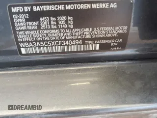 2012 BMW 3 Series 328i with VIN WBA3A5C5XCF340494, listed as a Copart auction lot 61669965 with 70,838 mi miles and Salvage title. Bid and sale history available at DreamBid. Image 12.