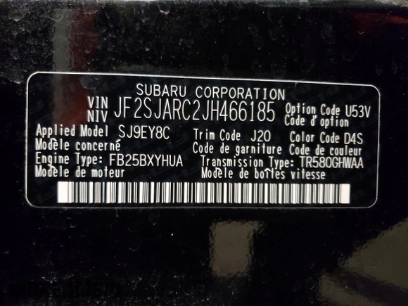 2018 Subaru Forester Limited with VIN JF2SJARC2JH466185, listed as a Copart auction lot 68907572 with 39,328 mi miles. Bid and sale history available at carsss.com. Image 14.