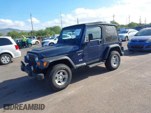 2002 Jeep Wrangler Sport z VIN 1J4FA49SX2P760671, wystawiony jako IAAI lot #41861841 z przebiegiem 125 728 mil mil oraz . Historia ofert i sprzedaży dostępna na DreamBid. Obrazek 2.