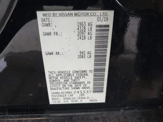 2019 Nissan Altima 2.5 SR with VIN 1N4BL4CV8KC245537, listed as a IAAI auction lot 41808203 with 101,419 mi miles. Bid and sale history available at carsss.com. Image 9.