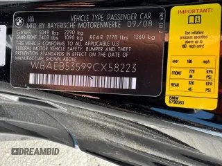 2009 BMW 6 Series 650i with VIN WBAEB53599CX58223, listed as a Copart auction lot 46720505 with 62,044 mi miles and Salvage Title. Bid and sale history available at carsss.com. Image 10.