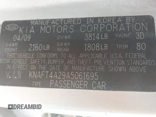 2010 Kia Forte LX with VIN KNAFT4A29A5061695, listed as a IAAI auction lot 42034559 with 114,470 mi miles. Bid and sale history available at carsss.com. Image 9.