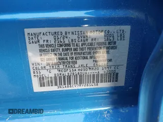2024 Nissan Sentra SV with VIN 3N1AB8CV7RY281658, listed as a IAAI auction lot 42033096 with 15,150 mi miles and . Bid and sale history available at DreamBid. Image 9.