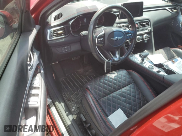 2019 Genesis G70 3.3T Advanced with VIN KMTG34LE3KU021961, listed as a Copart auction lot 65022834 with 45,498 mi miles and Salvage Title. Bid and sale history available at carsss.com. Image 8.