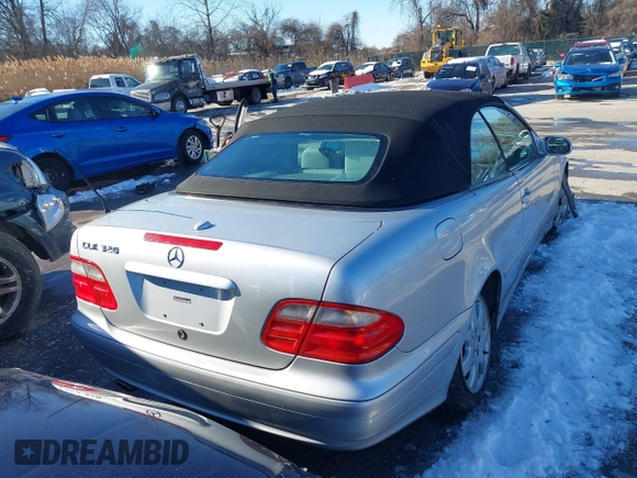2002 Mercedes-Benz CLK 320/430 with VIN WDBLK65G82T102405, listed as a IAAI auction lot 41225601 with 63,800 mi miles and . Bid and sale history available at DreamBid. Image 16.
