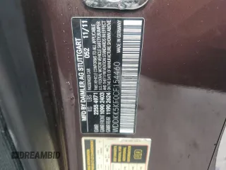 2012 Mercedes-Benz E 350 with VIN WDDKK5KF0CF154460, listed as a Copart auction lot 43518375 with 98,381 mi miles and Salvage Title. Bid and sale history available at DreamBid. Image 12.