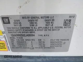 2012 GMC Acadia SLT1 z VIN 1GKKRRED0CJ406684, wystawiony jako IAAI lot #39995301 z przebiegiem 175 333 mil mil oraz . Historia ofert i sprzedaży dostępna na DreamBid. Obrazek 9.