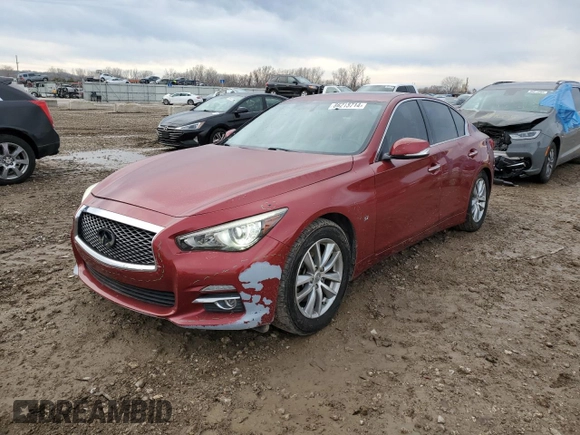 2015 Infiniti Q50 Premium with VIN JN1BV7AP6FM356004, listed as a Copart auction lot 86213714 with 79,496 mi miles and Salvage title. Bid and sale history available at DreamBid. Image 1.