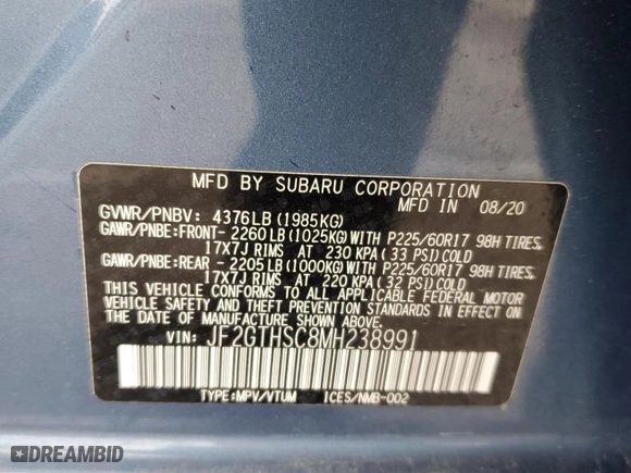 2021 Subaru Crosstrek Sport with VIN JF2GTHSC8MH238991, listed as a Copart auction lot 53547075 with 30,854 mi miles and Salvage Title. Bid and sale history available at carsss.com. Image 13.