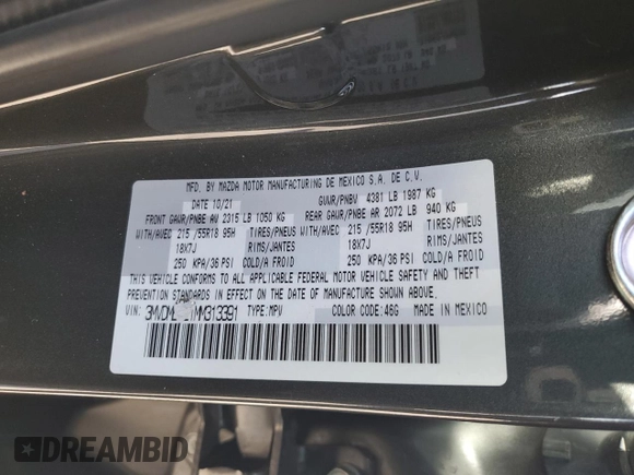 2021 Mazda CX-30 Select with VIN 3MVDMBBL1MM313391, listed as a Copart auction lot 47923905 with 41,511 mi miles and Salvage Title. Bid and sale history available at carsss.com. Image 14.