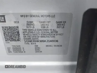 2019 Chevrolet Traverse LT with VIN 1GNERHKW6KJ140036, listed as a IAAI auction lot 41610615 with 98,685 mi miles and . Bid and sale history available at DreamBid. Image 9.