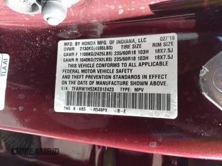 2019 Honda CR-V EX with VIN 7FARW1H53KE012423, listed as a IAAI auction lot 42040128 with 172,877 mi miles. Bid and sale history available at carsss.com. Image 9.