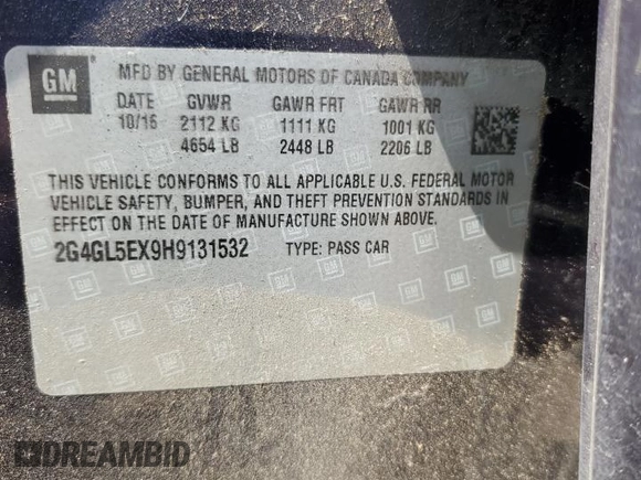 2017 Buick Regal Sport Touring with VIN 2G4GL5EX9H9131532, listed as a Copart auction lot 68471404 with 143,685 mi miles and Salvage Title. Bid and sale history available at carsss.com. Image 12.