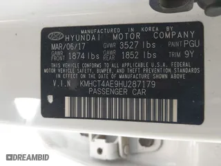 2017 Hyundai Accent SE with VIN KMHCT4AE9HU287179, listed as a IAAI auction lot 41706951 with 50,840 mi miles. Bid and sale history available at carsss.com. Image 9.