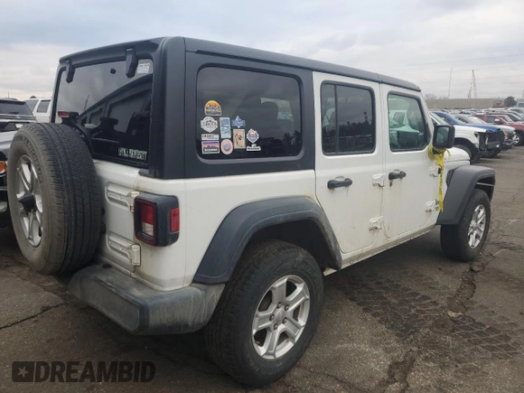 2019 Jeep Wrangler Unlimited Sport with VIN 1C4HJXDG0KW506153, listed as a Copart auction lot 42191625 with 81,954 mi miles and Salvage title. Bid and sale history available at DreamBid. Image 3.