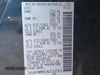 2014 Nissan Pathfinder S z VIN 5N1AR2MM9EC625291, wystawiony jako Copart lot #55962045 z przebiegiem 151 750 mil mil oraz Szkoda całkowita • Salvage title. Historia ofert i sprzedaży dostępna na DreamBid. Obrazek 13.