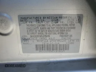 2015 Nissan Note SV с VIN 3N1CE2CP4FL378419, выставлен на аукционе Copart как лот 54741005 с пробегом 51 570 миль миль и Списание • Salvage title. История ставок и продаж доступна на DreamBid. Изображение 12.