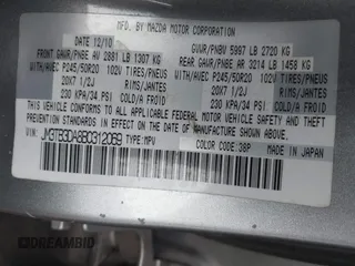 2011 Mazda CX-9 Grand Touring with VIN JM3TB3DA8B0312069, listed as a IAAI auction lot 41793398 with 185,381 mi miles. Bid and sale history available at carsss.com. Image 8.