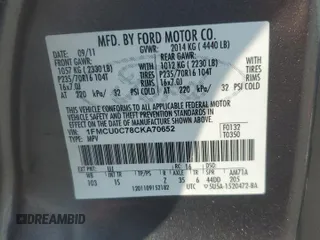 2012 Ford Escape XLS с VIN 1FMCU0C78CKA70652, выставлен на аукционе Copart как лот 60624215 с пробегом 203 220 миль миль и Чистый • Clean title. История ставок и продаж доступна на DreamBid. Изображение 13.
