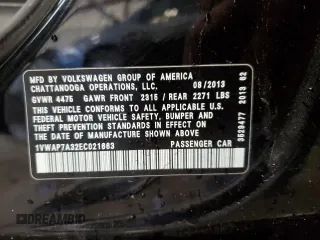 2014 Volkswagen Passat S w/Nav with VIN 1VWAP7A32EC021663, listed as a Copart auction lot 48789655 with 162,222 mi miles and Non Repairable. Bid and sale history available at carsss.com. Image 12.