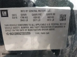 2016 Chevrolet Cruze Premier with VIN 1G1BG5SM5G7253259, listed as a IAAI auction lot 41899290 with 150,707 mi miles. Bid and sale history available at carsss.com. Image 9.