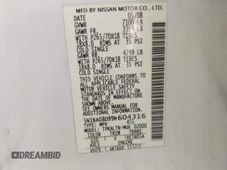 2009 Nissan Armada SE z VIN 5N1BA08D99N604316, wystawiony jako IAAI lot #41749094 z przebiegiem 326 455 mil mil oraz . Historia ofert i sprzedaży dostępna na DreamBid. Obrazek 9.