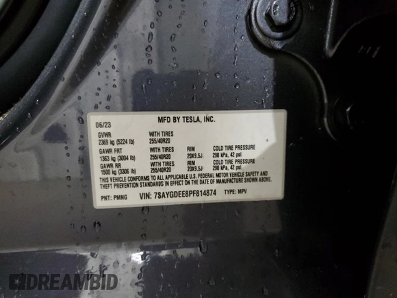 2023 Tesla Model Y Long Range z VIN 7SAYGDEE8PF814874, wystawiony jako Copart lot #56546365 z przebiegiem 20 919 mil mil oraz Szkoda całkowita • Salvage title. Historia ofert i sprzedaży dostępna na DreamBid. Obrazek 13.