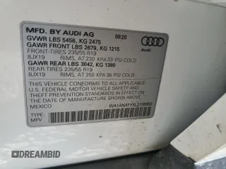 2020 Audi Q5 Premium z VIN WA1ANAFYXL2108850, wystawiony jako Copart lot #50569415 z przebiegiem 46 362 mil mil oraz Szkoda całkowita • Salvage title. Historia ofert i sprzedaży dostępna na DreamBid. Obrazek 15.