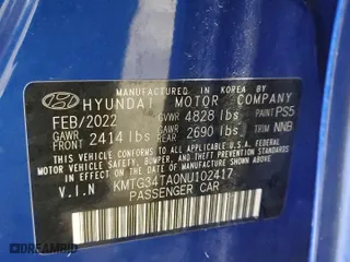 2022 Genesis G70 2.0T with VIN KMTG34TA0NU102417, listed as a Copart auction lot 56219354 with 16,109 mi miles and Salvage Title. Bid and sale history available at carsss.com. Image 12.