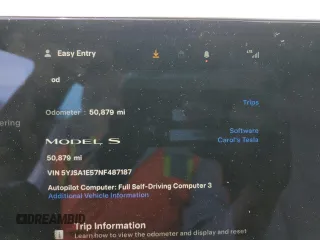2022 Tesla Model S z VIN 5YJSA1E57NF487187, wystawiony jako Copart lot #58295845 z przebiegiem 50 879 mil mil oraz Szkody całkowita. Historia ofert i sprzedaży dostępna na DreamBid. Obrazek 9.