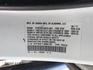 2018 Honda Ridgeline RTL-E with VIN 5FPYK3F71JB001753, listed as a IAAI auction lot 41510248 with 84,551 mi miles and . Bid and sale history available at DreamBid. Image 9.