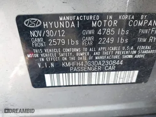 2013 Hyundai Azera with VIN KMHFH4JG3DA230844, listed as a IAAI auction lot 41817997 with 129,163 mi miles. Bid and sale history available at carsss.com. Image 9.