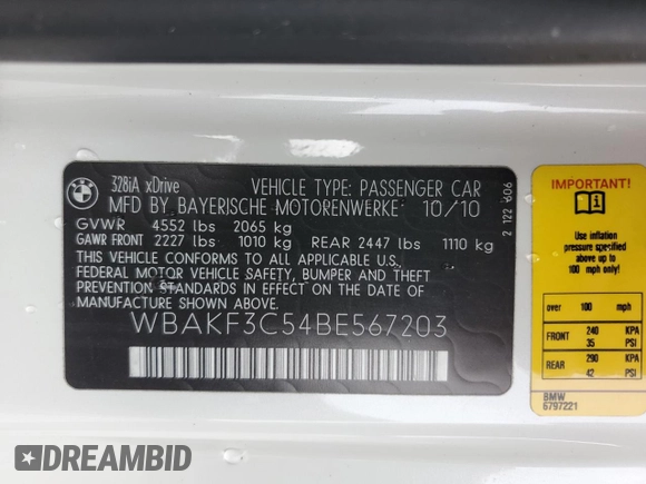 2011 BMW 3 Series 328i xDrive z VIN WBAKF3C54BE567203, wystawiony jako Copart lot #47978225 z przebiegiem 164 146 mil mil oraz Tytuł czysty. Historia ofert i sprzedaży dostępna na DreamBid. Obrazek 13.
