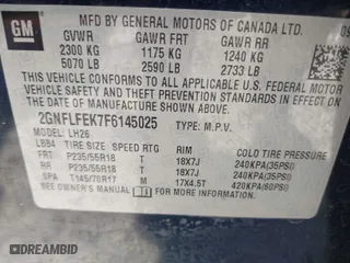 2015 Chevrolet Equinox LT with VIN 2GNFLFEK7F6145025, listed as a IAAI auction lot 41889477 with 84,751 mi miles. Bid and sale history available at carsss.com. Image 9.