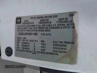 2008 Chevrolet Equinox LT z VIN 2CNDL43FX86011358, wystawiony jako IAAI lot #39327695 z przebiegiem 275 304 mil mil oraz . Historia ofert i sprzedaży dostępna na DreamBid. Obrazek 9.