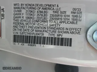 2023 Acura RDX w/Technology Package with VIN 5J8TC1H51PL004739, listed as a Copart auction lot 62751094 with 0 mi miles and Salvage Title. Bid and sale history available at carsss.com. Image 14.