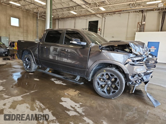 2021 Ram 1500 Limited with VIN 1C6SRFHT1MN563896, listed as a Copart auction lot 63918625 with 91,523 mi miles and Salvage title. Bid and sale history available at DreamBid. Image 4.