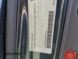 2019 Audi A4 Premium with VIN WAUDNAF43KA027299, listed as a Copart auction lot 55176575 with Not provided miles and Salvage title. Bid and sale history available at DreamBid. Image 12.