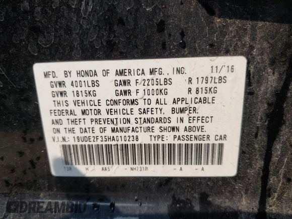 2017 Acura ILX z VIN 19UDE2F35HA010238, wystawiony jako IAAI lot #42401356 z przebiegiem 179 744 mil mil oraz . Historia ofert i sprzedaży dostępna na DreamBid. Obrazek 9.