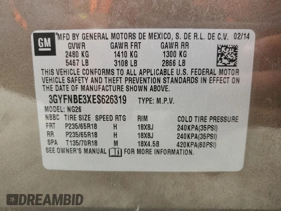 2014 Cadillac SRX Luxury Collection z VIN 3GYFNBE3XES626319, wystawiony jako Copart lot #54776405 z przebiegiem 107 734 mil mil oraz Szkoda całkowita • Salvage title. Historia ofert i sprzedaży dostępna na DreamBid. Obrazek 12.