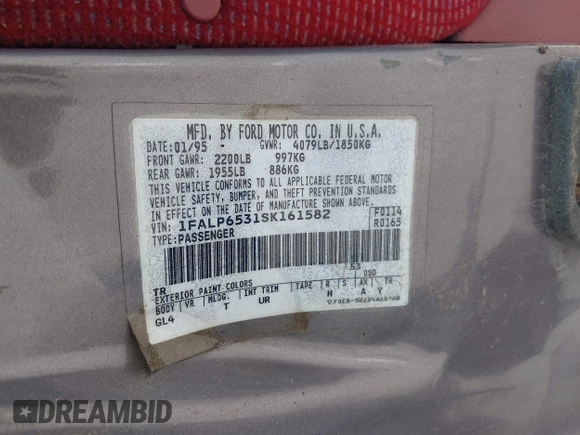 1995 Ford Contour LX с VIN 1FALP6531SK161582, выставлен на аукционе IAAI как лот 42271416 с пробегом 125 469 миль миль и . История ставок и продаж доступна на DreamBid. Изображение 9.