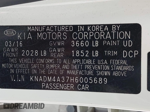 2017 Kia Rio LX z VIN KNADM4A37H6005689, wystawiony jako IAAI lot #42117199 z przebiegiem 117 184 mil mil oraz . Historia ofert i sprzedaży dostępna na DreamBid. Obrazek 9.