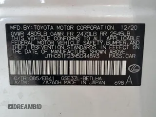 2021 Lexus IS with VIN JTHC81F23M5044893, listed as a Copart auction lot 60648004 with 9,210 mi miles and Non Repairable. Bid and sale history available at carsss.com. Image 13.