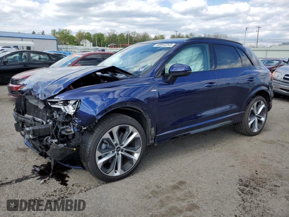 2022 Audi Q3 S line Premium Plus with VIN WA1EECF34N1019740, listed as a Copart auction lot 48642243 with 15,300 mi miles. Bid and sale history available at carsss.com. Image 1.