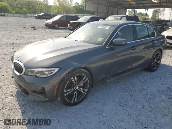 2021 BMW 3 Series 330i with VIN 3MW5R1J08M8B79445, listed as a Copart auction lot 53282855 with 48,163 mi miles and Clean Title. Bid and sale history available at carsss.com. Image 1.