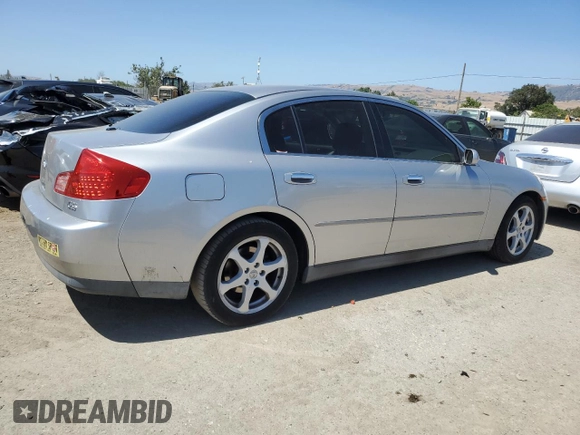 2003 Infiniti G35 w/Leather with VIN JNKCV51E03M001439, listed as a Copart auction lot 59347455 with 123,084 mi miles and Salvage title. Bid and sale history available at DreamBid. Image 3.