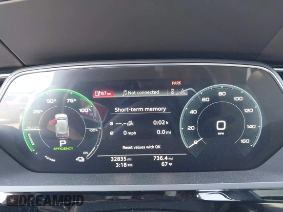 2019 Audi e-tron Prestige with VIN WA1VAAGE6KB020622, listed as a IAAI auction lot 41830236 with 32,835 mi miles and . Bid and sale history available at DreamBid. Image 7.